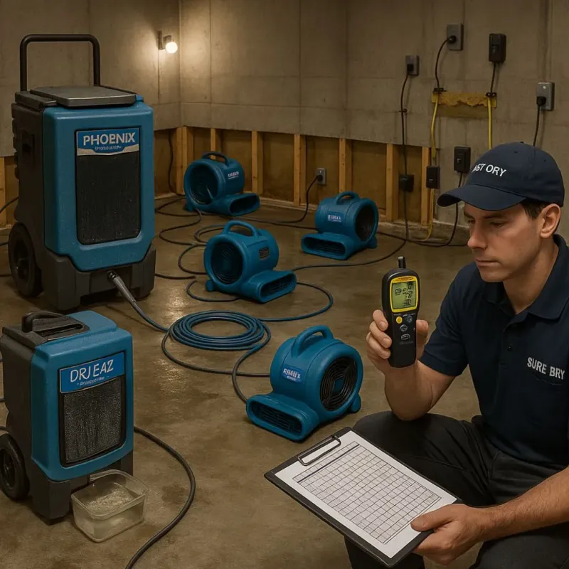 Structural Drying and Dehumidification process in Alief, TX